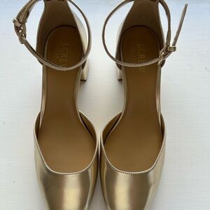 J. Crew Shimmering Gold Ankle Strap Heels